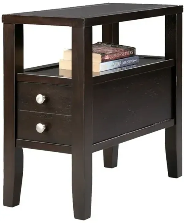 24" End Table With Two Drawers - Brown