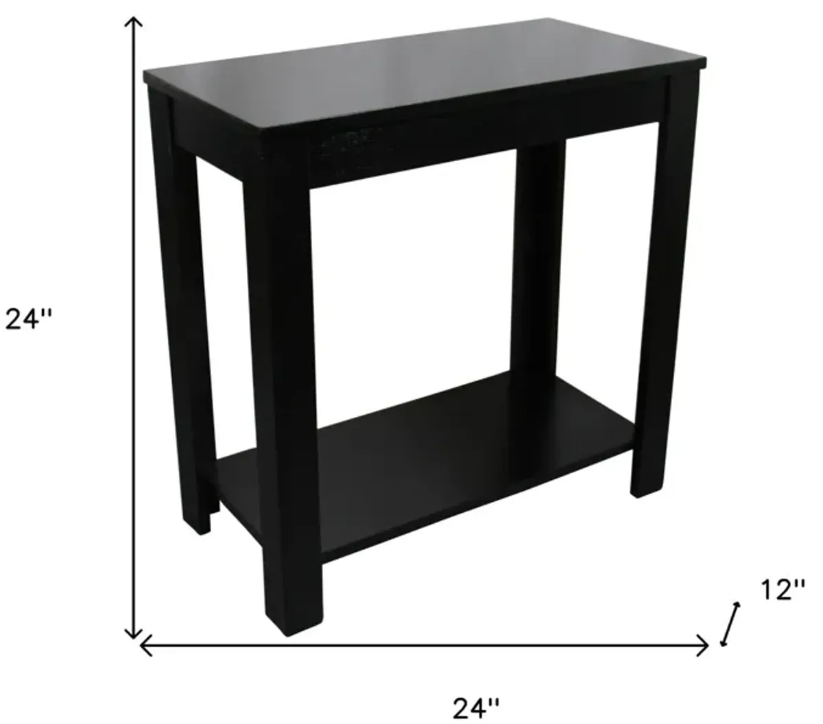 24" End Table With Shelf - Black