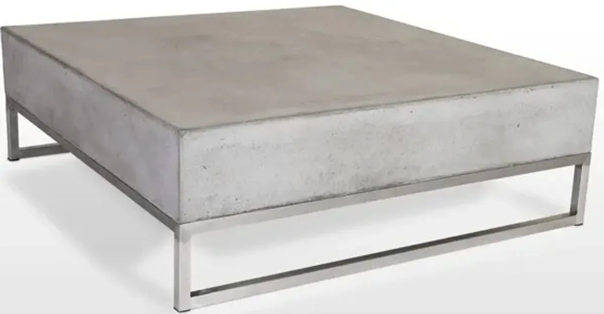 Modern Square Concrete And Steel Coffee Table - Dark Gray