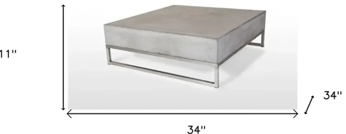Modern Square Concrete And Steel Coffee Table - Dark Gray