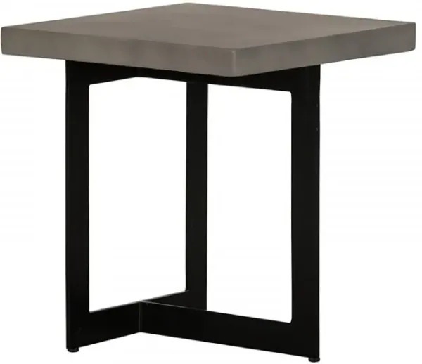 Asymmetric Metal And Concrete End Table - Gray