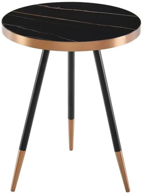 Stylish Ceramic Side Or End Table - Black And Rose Gold