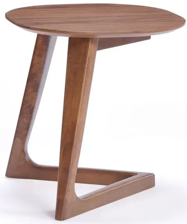 Mod Walnut Wood Asymmetric End Table - Brown