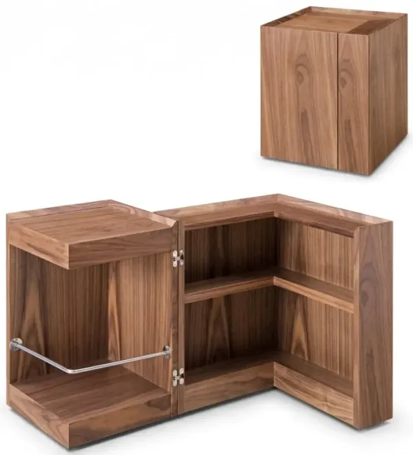 Compact Multipurpose Rolling End Table With Hidden Storage - Walnut