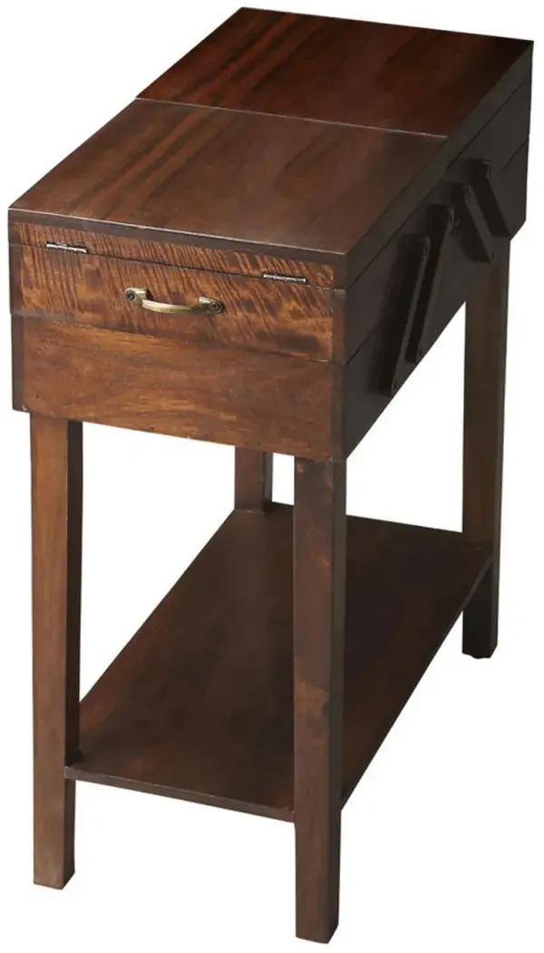 Solid Wood Rectangular End Table With Drawer And Shelf - Dark Brown