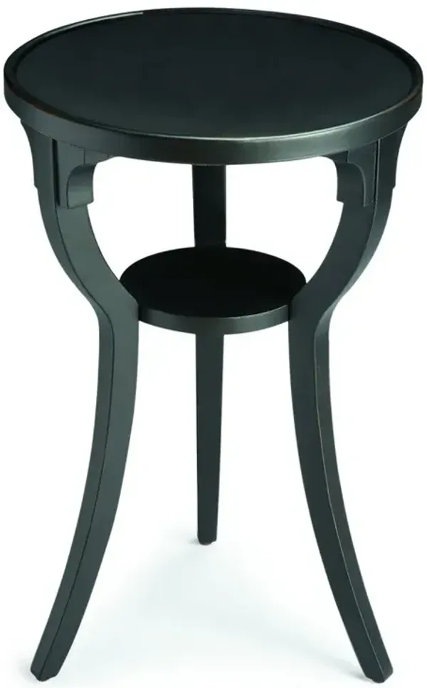 Manufactured Wood Round End Table With Shelf - Black