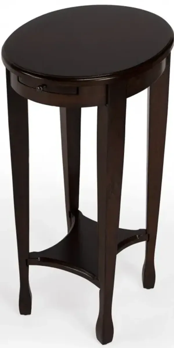 Oval End Table With Shelf - Chestnut