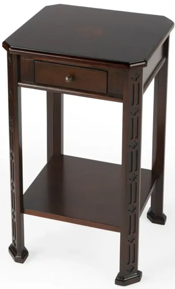 Manufactured Wood Rectangular End Table With Drawer And Shelf - Dark Brown And Cherry