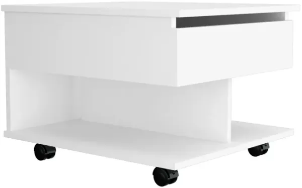 Manufactured Wood Rectangular Lift Top Coffee Table With Drawer - White