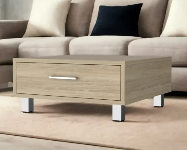 Coffee Table With Drawer - Beige And Light Gray