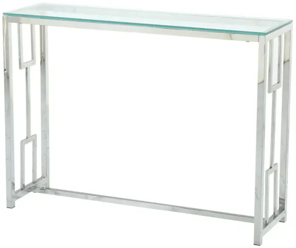12" Glass Frame Console Table - Clear And Silver