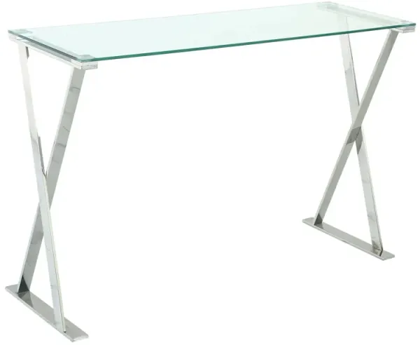 Glass Frame Console Table - Clear And Silver