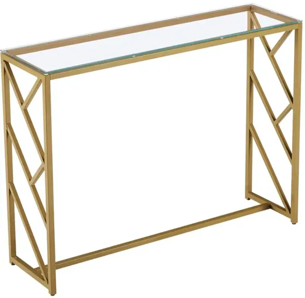 12" Glass Frame Console Table - Clear And Gold