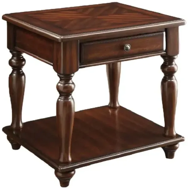24" Manufactured Wood Rectangular End Table With Drawer And Shelf - Walnut