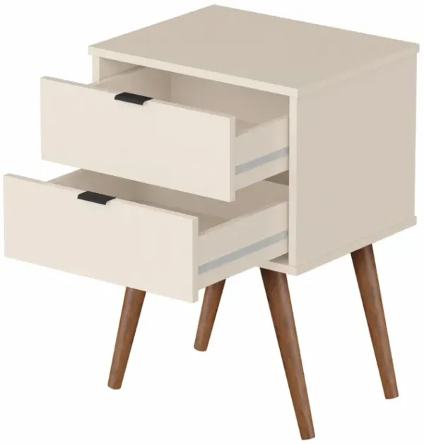 Rectangular Top End Table With Two Drawers - Off White