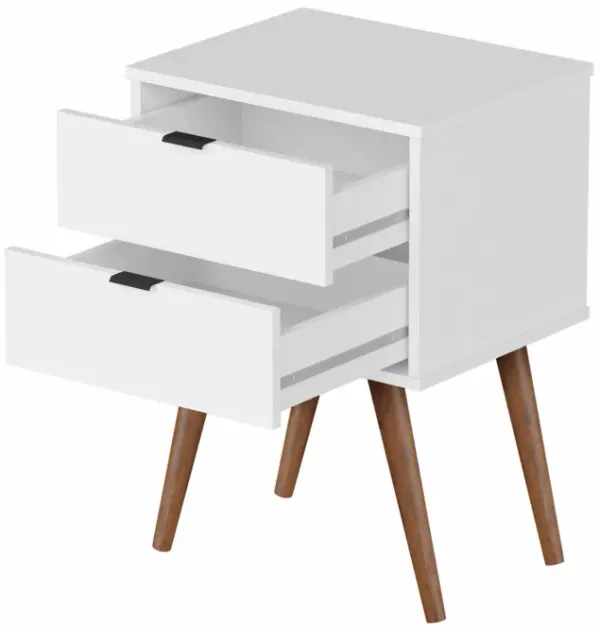 Manufactured Wood Rectangular End Table With Two Drawers - White
