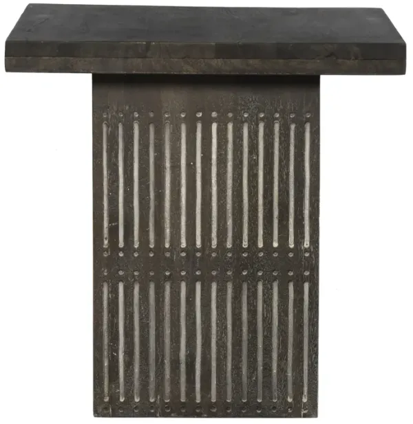 Solid Wood Square End Table - Antique Brown