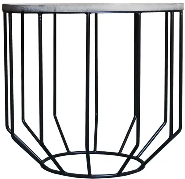 20" Solid Wood And Iron Round End Table - Black And Gray