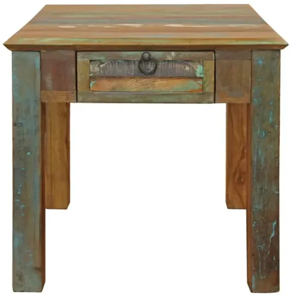 24" Solid Wood Square End Table With Drawer - Brown