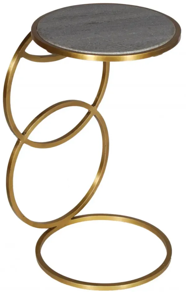 Marble And Iron Round End Table - Gold And Gray