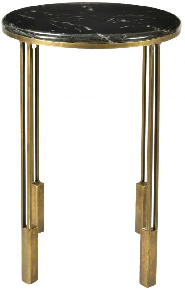 Marble And Iron Round End Table - Gold And Black
