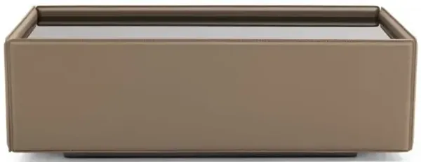 Faux Leather And Glass Rectangular Coffee Table - Beige And Black