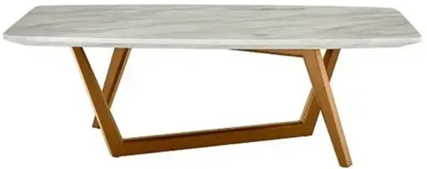 51" Ceramic Tile Rectangular Coffee Table - Walnut And White