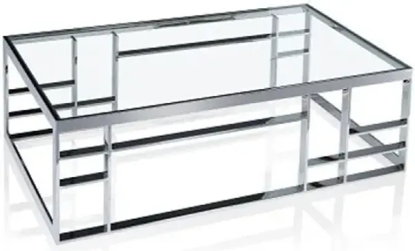 Glass Rectangular Coffee Table - Silver And Clear