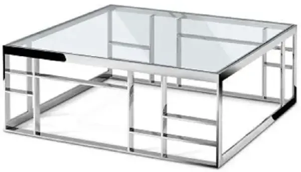 Glass Square Coffee Table - Silver And Clear