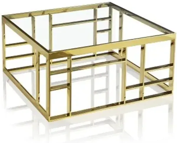 Glass Square Coffee Table - Gold And Clear