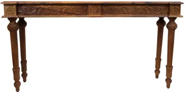 Solid Wood Distressed Console Table - Brown