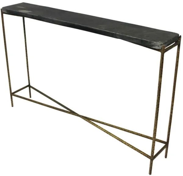 48" Stone Frame Console Table - Black And Gold