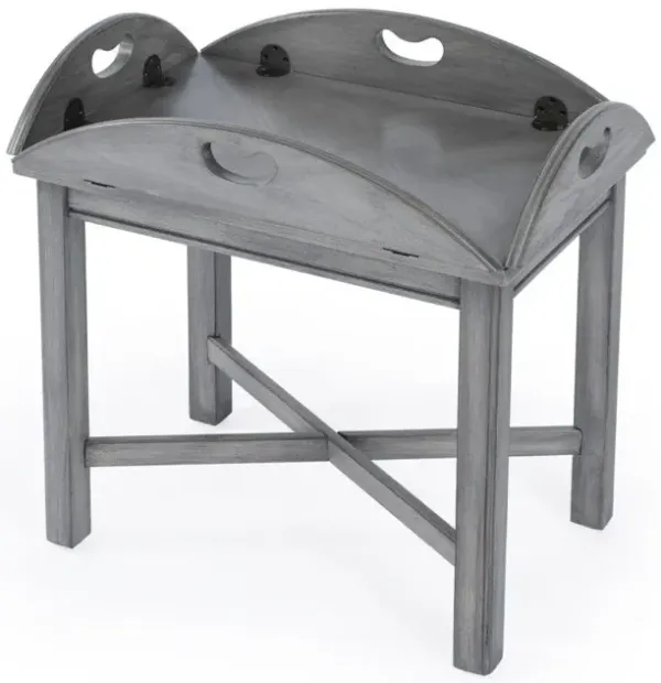 Oval Distressed Adjustable Shape Coffee Table - Powder Gray