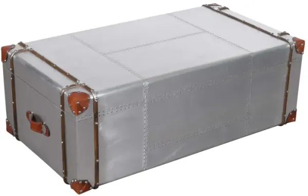 Aluminum Rectangular Storage Coffee Table - Silver