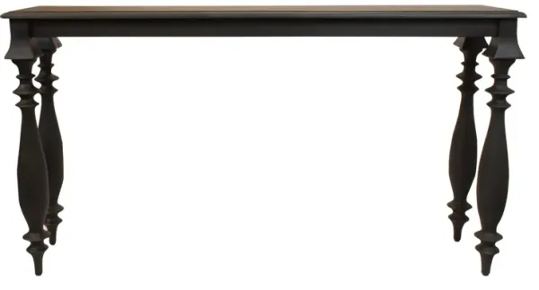 Solid Wood Distressed Console Table - Black