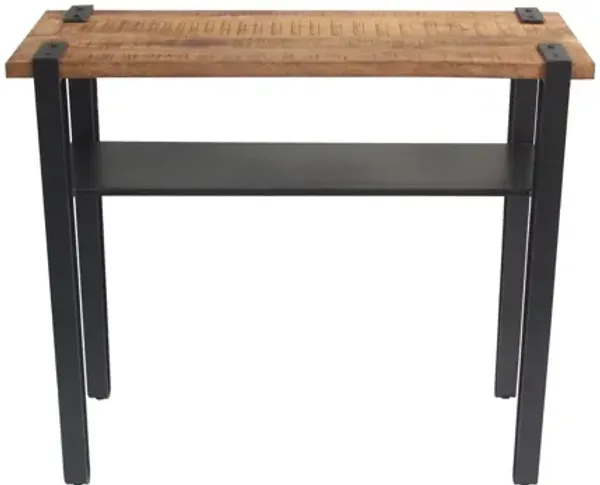 Solid Wood Distressed Console Table With Storage (Set of 2) - Brown And Black