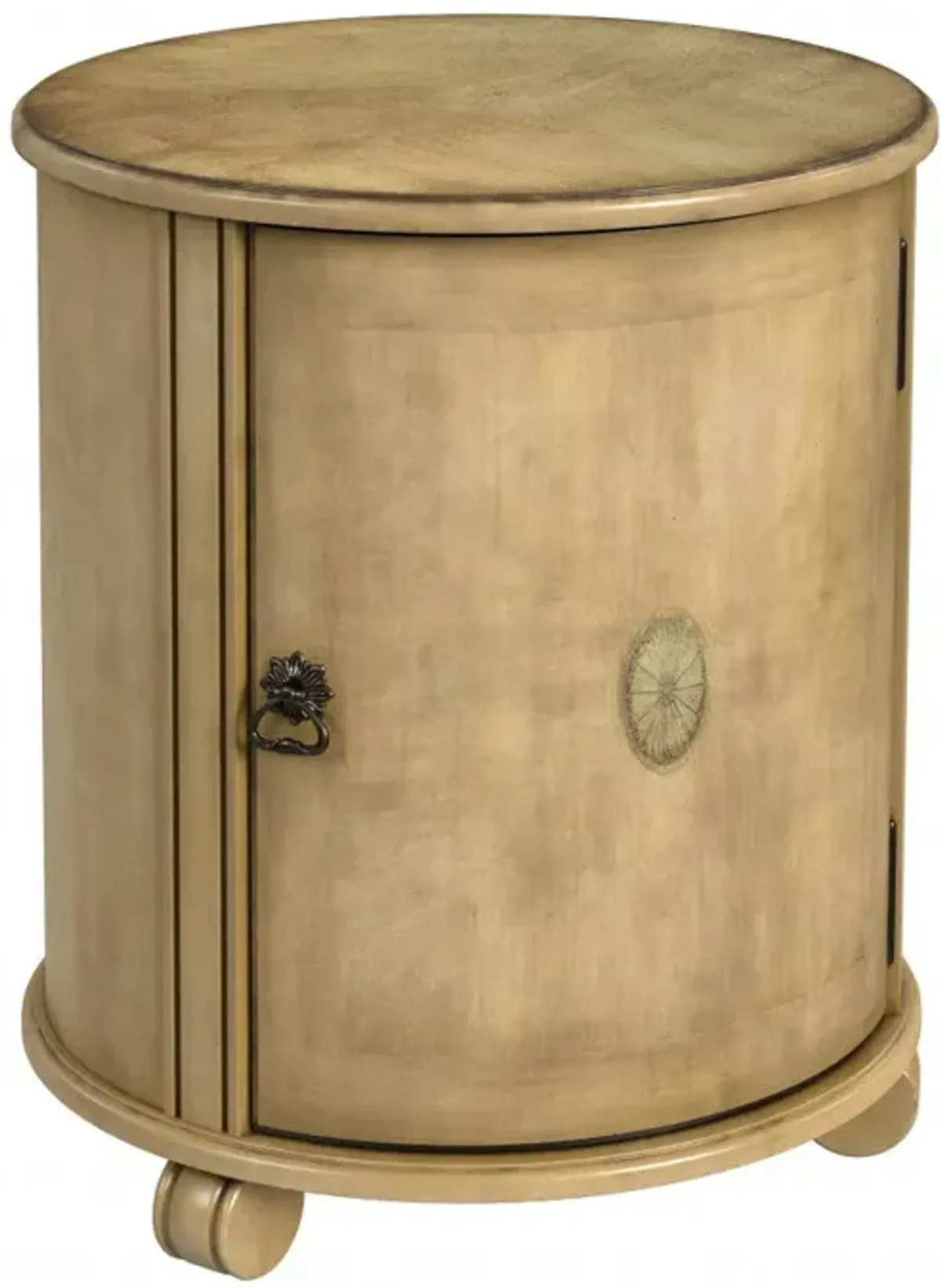 24" Manufactured Wood Round End Table With Shelf - Beige