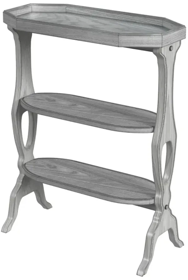 Manufactured Wood Octagon End Table With Two Shelves - Gray