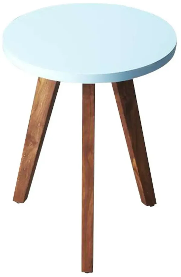 Manufactured Wood Round End Table - Brown And White