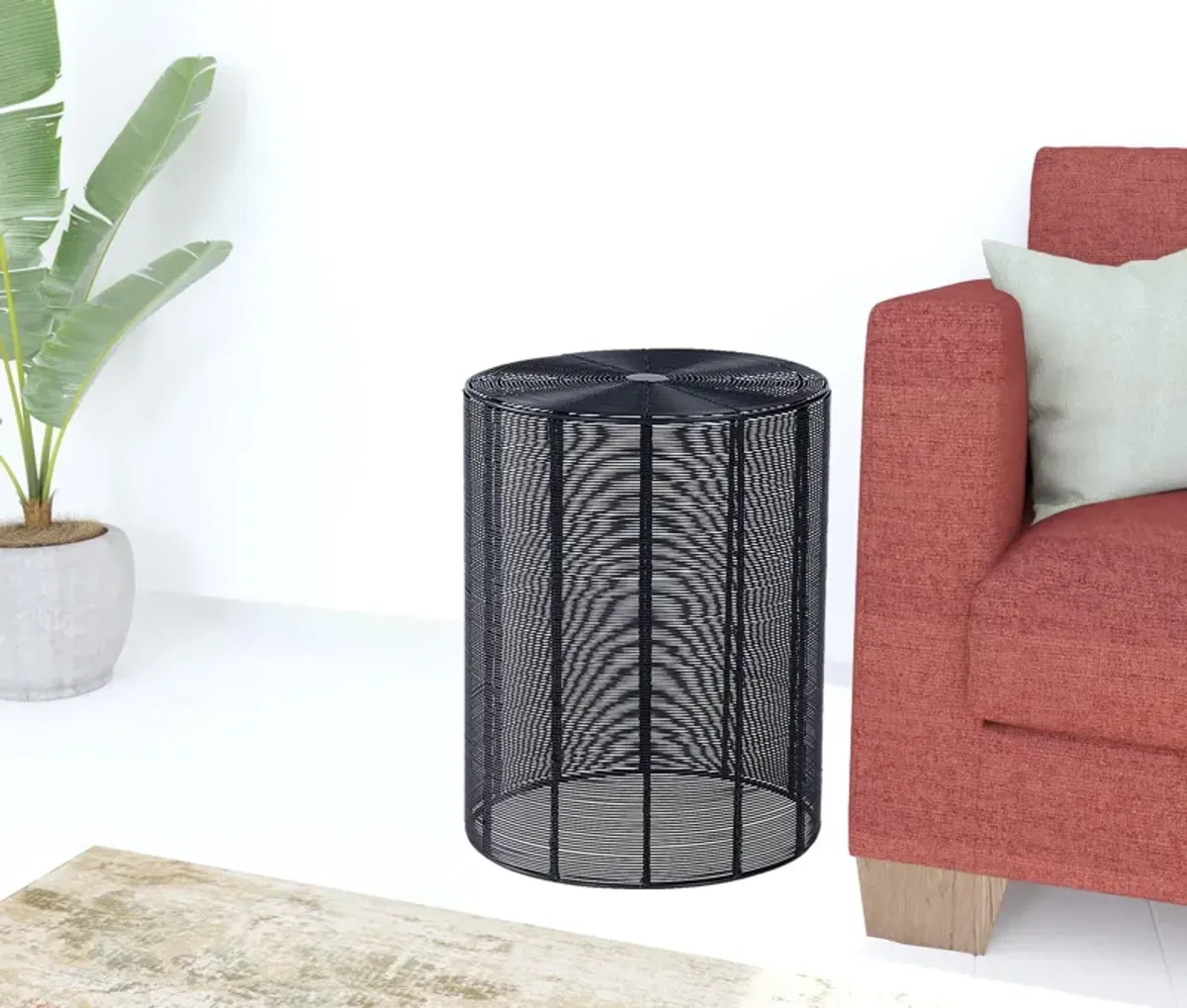 Round Wire End End Table - Black