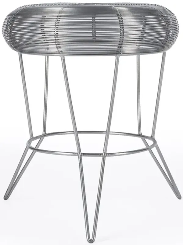 Wire Round End Table - Silver