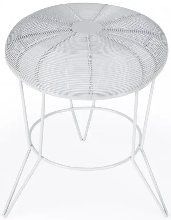 Wire Round Top End Table - White