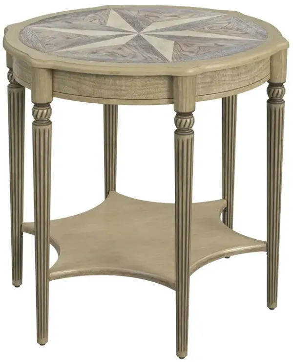 28" Manufactured Wood Round End Table With Shelf - Beige
