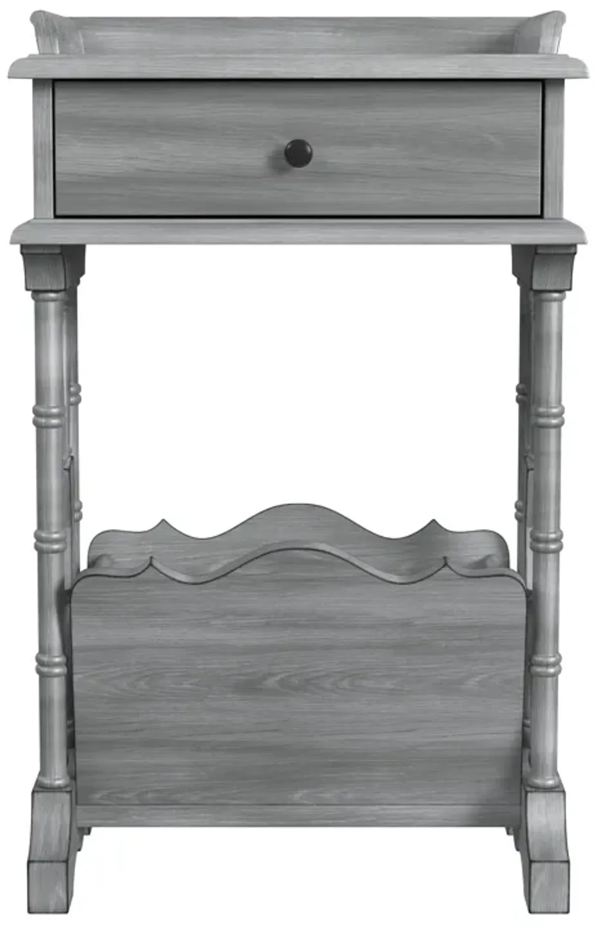 24" Solid And Manufactured Wood Rectangular End Table With Drawer - Gray