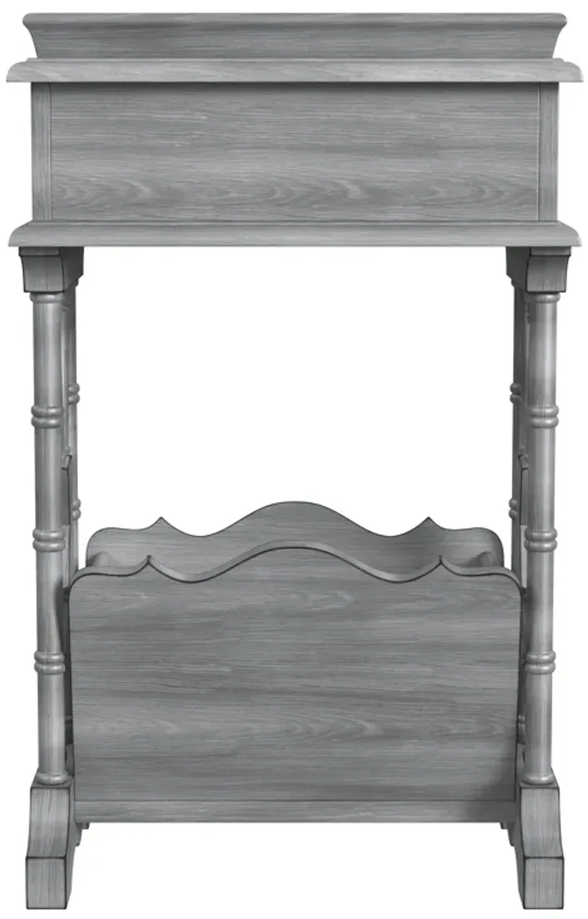 24" Solid And Manufactured Wood Rectangular End Table With Drawer - Gray