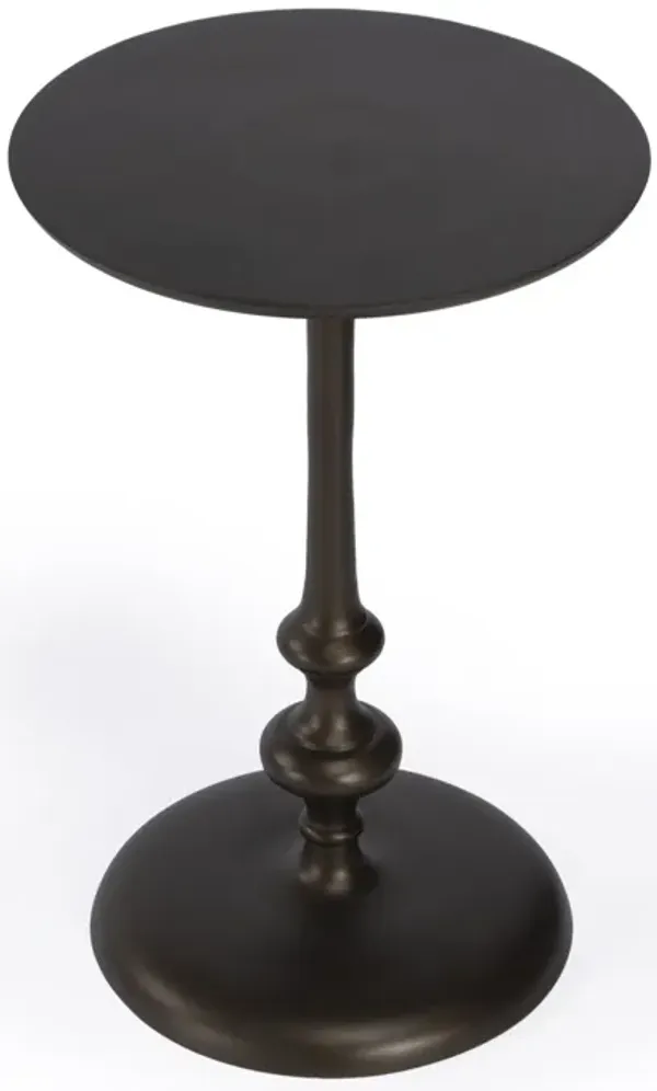 Aluminum Round Top Pedestal End Table - Dark Burnished Bronze