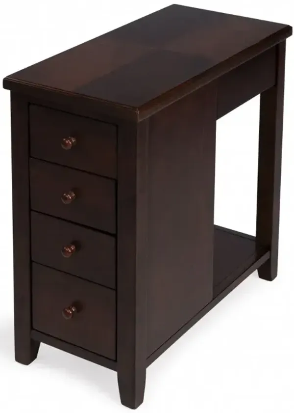 Manufactured Wood Rectangular End Table With Four Drawers And Shelf - Dark Brown