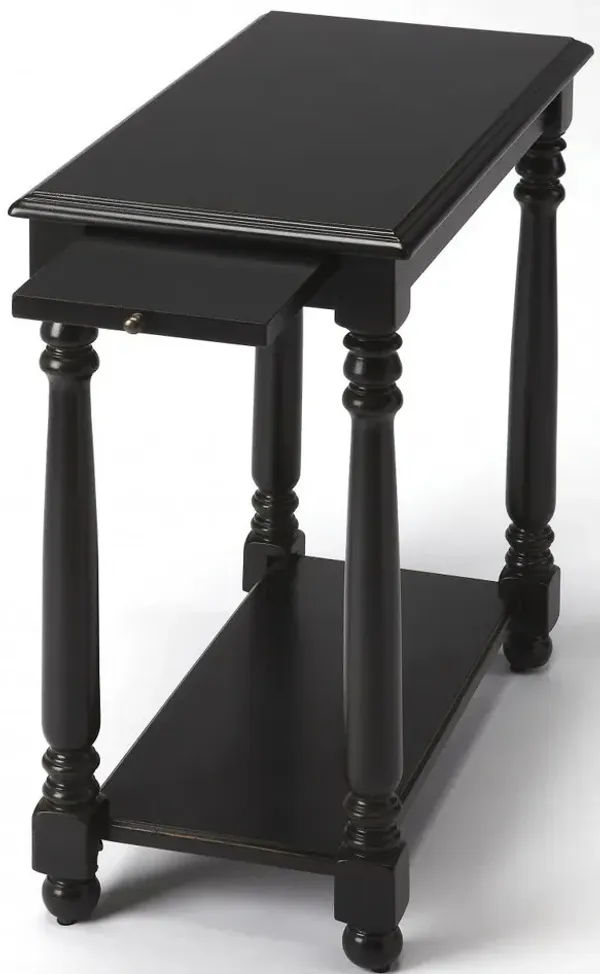 Distressed Wood And Wood End Table With Shelf - Black