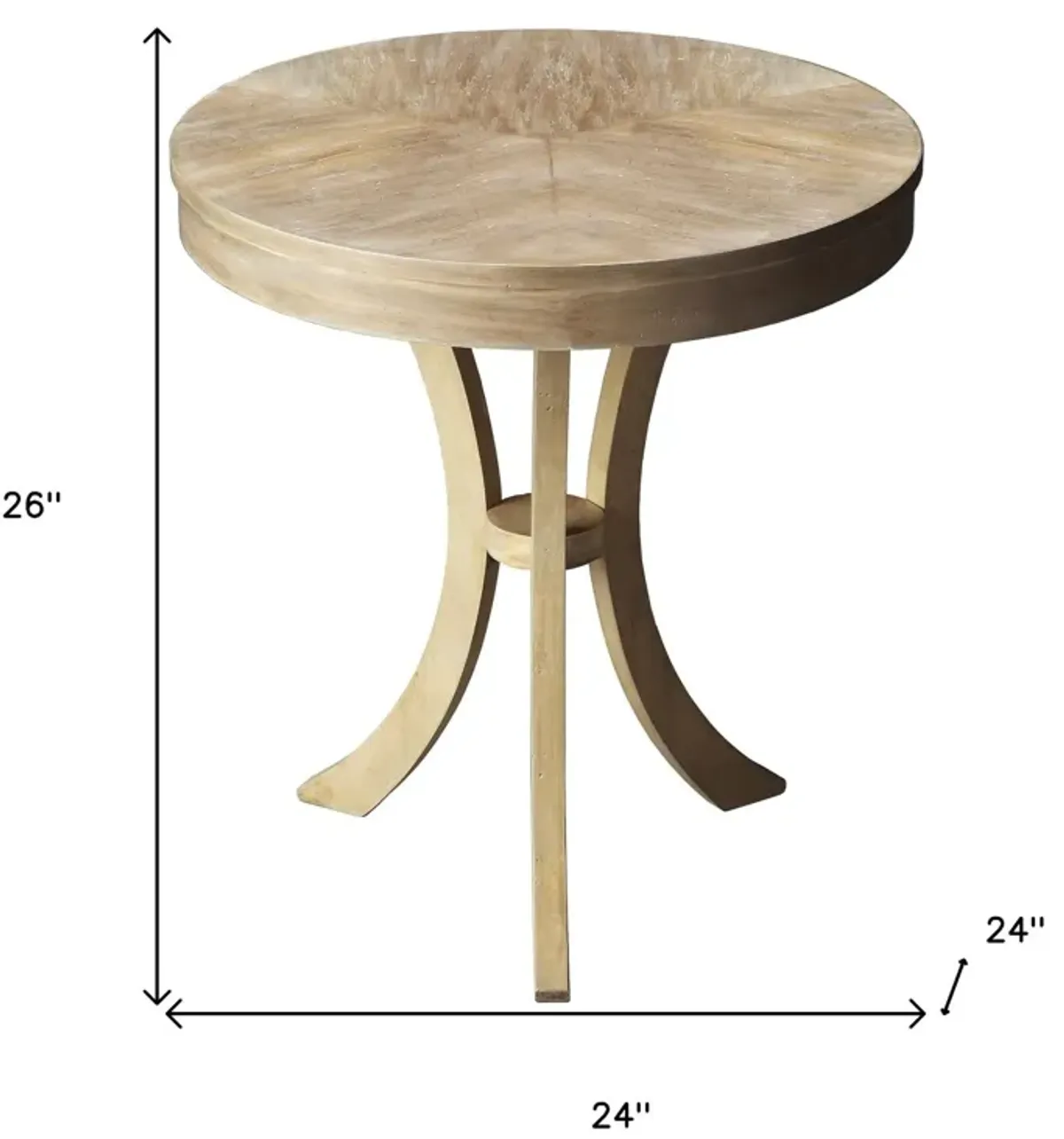 Distressed Round Three Leg End Table - Light Brown