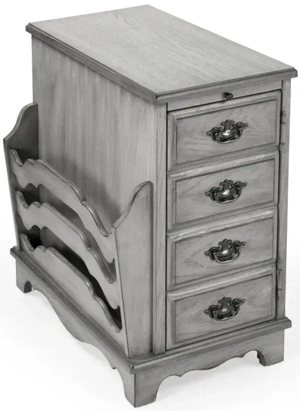 Manufactured Wood Rectangular End Table With Four Drawers And Shelf - Gray
